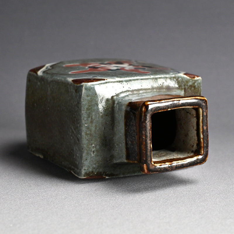 Cobalt and Iron Glazed Henko Vase ー河井 寛次郎 “扁壷 草花圖”