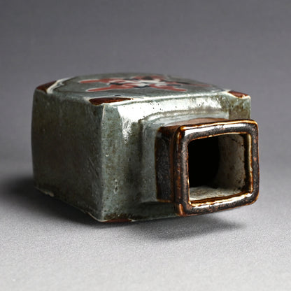 Cobalt and Iron Glazed Henko Vase ー河井 寛次郎 “扁壷 草花圖”