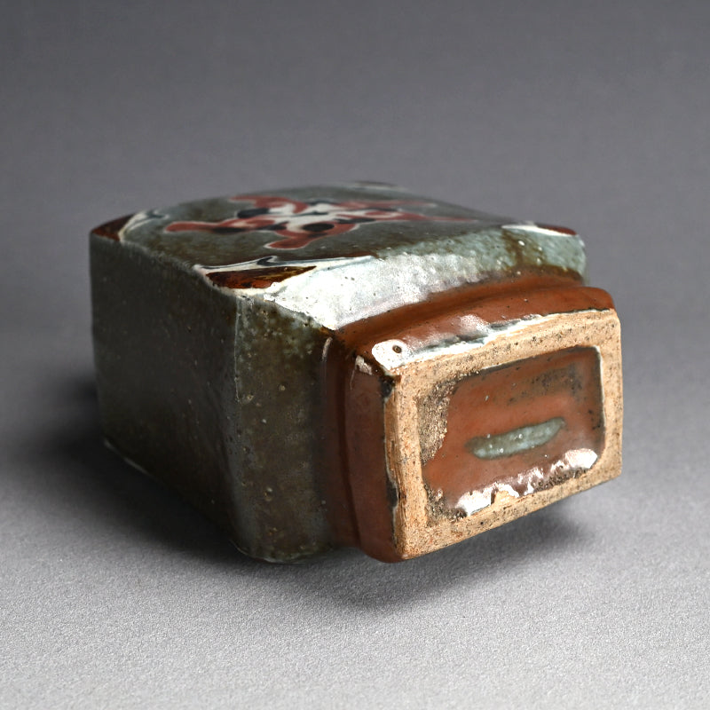 Cobalt and Iron Glazed Henko Vase ー河井 寛次郎 “扁壷 草花圖”