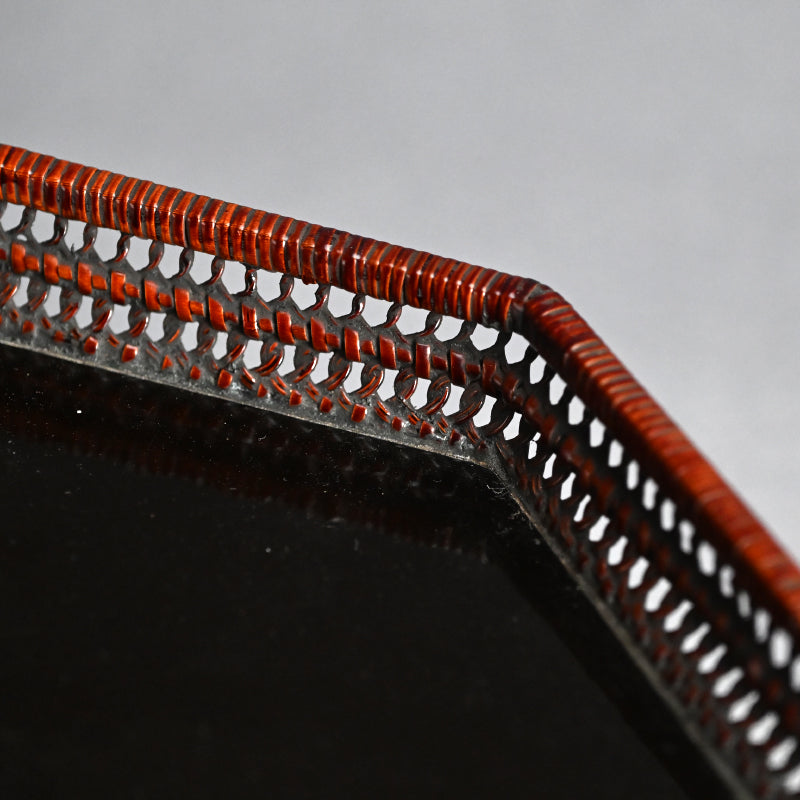 Exquisite Lacquered & Woven Incense Tray by Onkosai ー温古斎 "香盆"