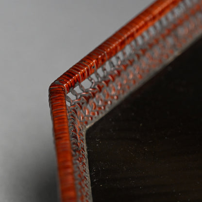 Exquisite Lacquered & Woven Incense Tray by Onkosai ー温古斎 "香盆"