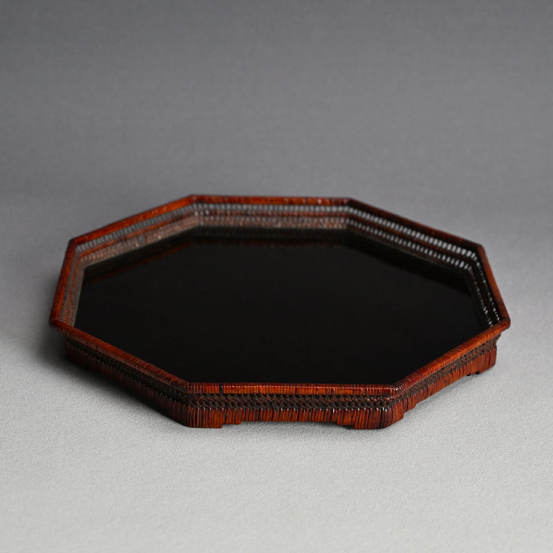 Exquisite Lacquered & Woven Incense Tray by Onkosai ー温古斎 "香盆"