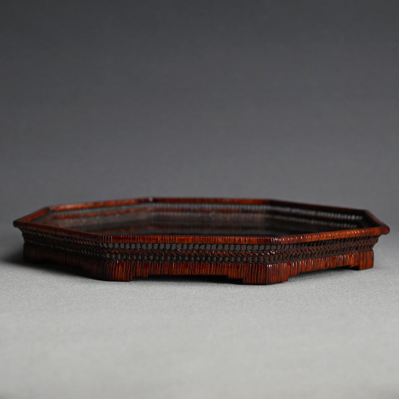 Exquisite Lacquered & Woven Incense Tray by Onkosai ー温古斎 "香盆"