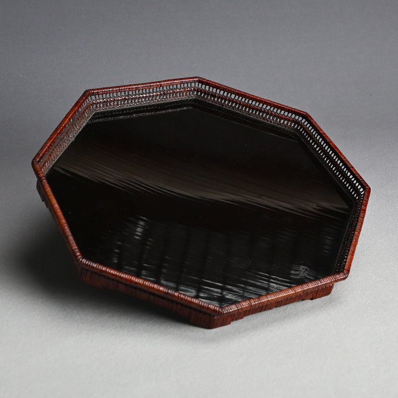 Exquisite Lacquered & Woven Incense Tray by Onkosai ー温古斎 "香盆"