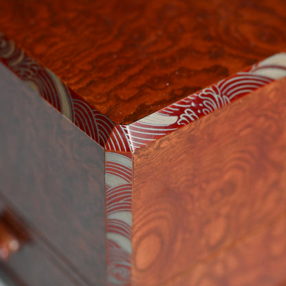 Unusual Lacquered Wood Suzuri-bako Writing Cabinet ー藤井 伊三吉 “日月雲杢硯箱”