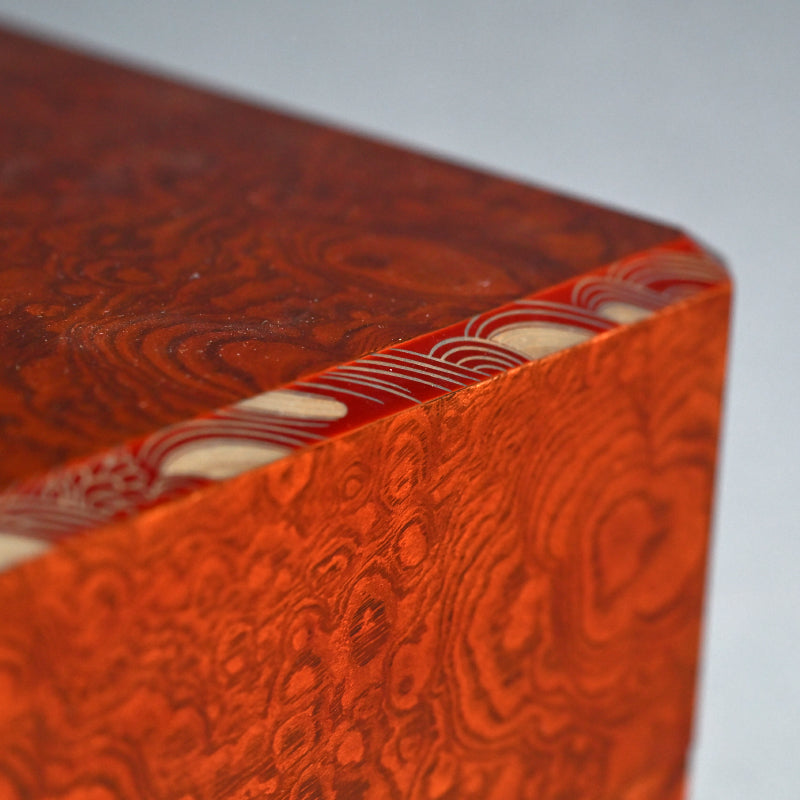Unusual Lacquered Wood Suzuri-bako Writing Cabinet ー藤井 伊三吉 “日月雲杢硯箱”