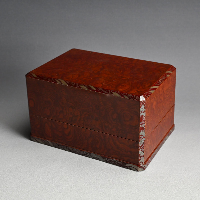 Unusual Lacquered Wood Suzuri-bako Writing Cabinet ー藤井 伊三吉 “日月雲杢硯箱”