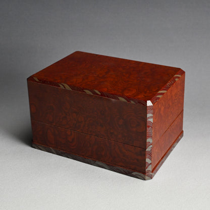 Unusual Lacquered Wood Suzuri-bako Writing Cabinet ー藤井 伊三吉 “日月雲杢硯箱”