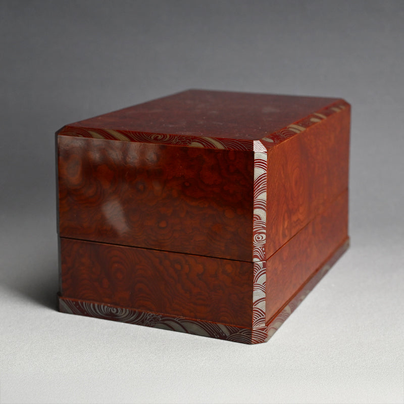 Unusual Lacquered Wood Suzuri-bako Writing Cabinet ー藤井 伊三吉 “日月雲杢硯箱”