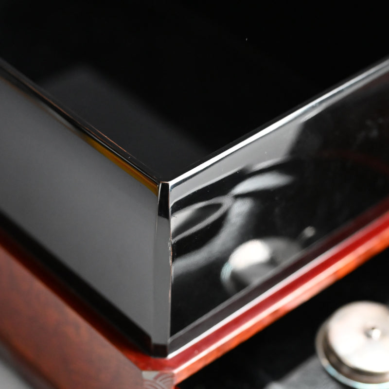 Unusual Lacquered Wood Suzuri-bako Writing Cabinet ー藤井 伊三吉 “日月雲杢硯箱”