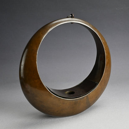 Antique Japanese Bronze Full Moon Hanging Vase