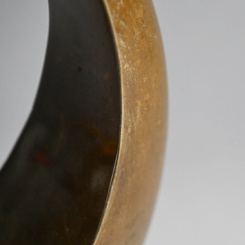 Antique Japanese Bronze Full Moon Hanging Vase