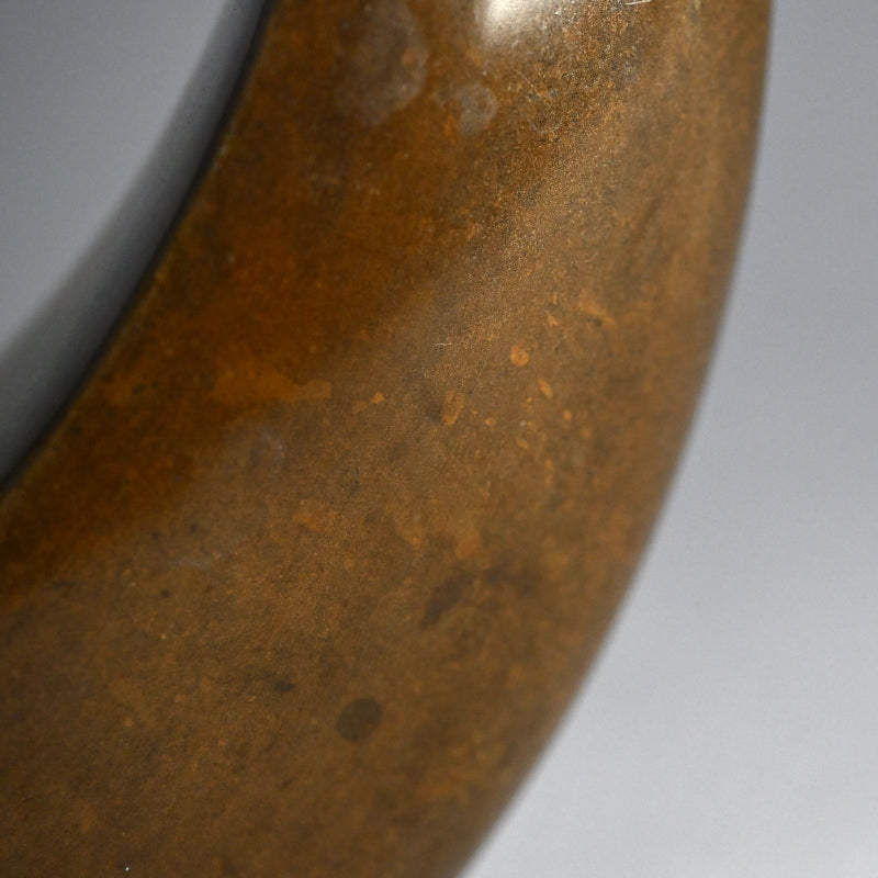 Antique Japanese Bronze Full Moon Hanging Vase