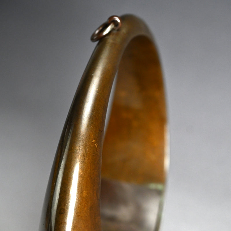 Antique Japanese Bronze Full Moon Hanging Vase