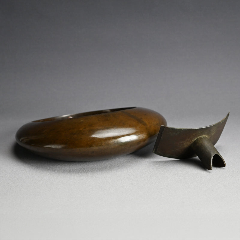 Antique Japanese Bronze Full Moon Hanging Vase