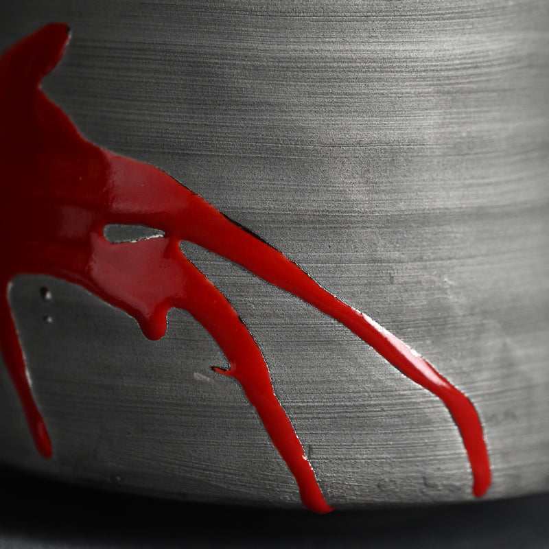 White-gold & Red Chawan Tea Bowl ー東井 真咲朝 "赫飛白金碗"