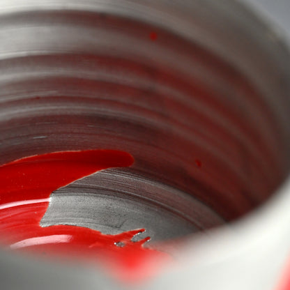 White-gold & Red Chawan Tea Bowl ー東井 真咲朝 "赫飛白金碗"