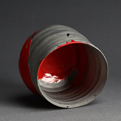 White-gold & Red Chawan Tea Bowl ー東井 真咲朝 "赫飛白金碗"