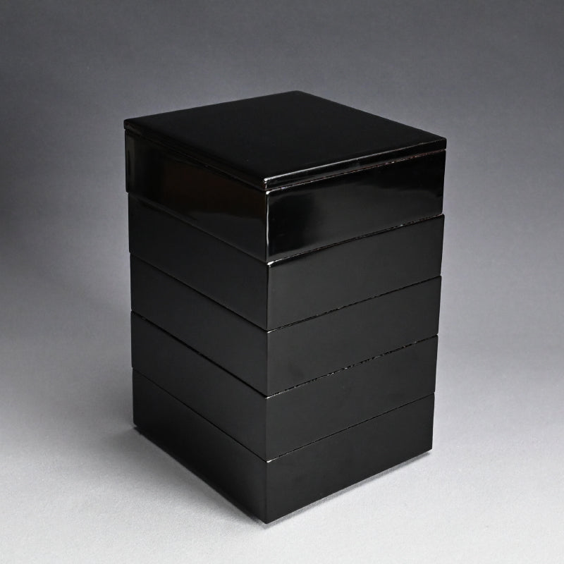 Antique Japanese 5 piece Stacking Lacquer Box Set, Jubako