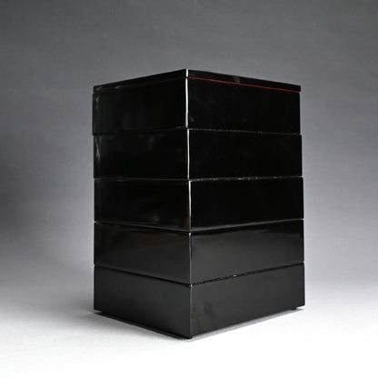 Antique Japanese 5 piece Stacking Lacquer Box Set, Jubako