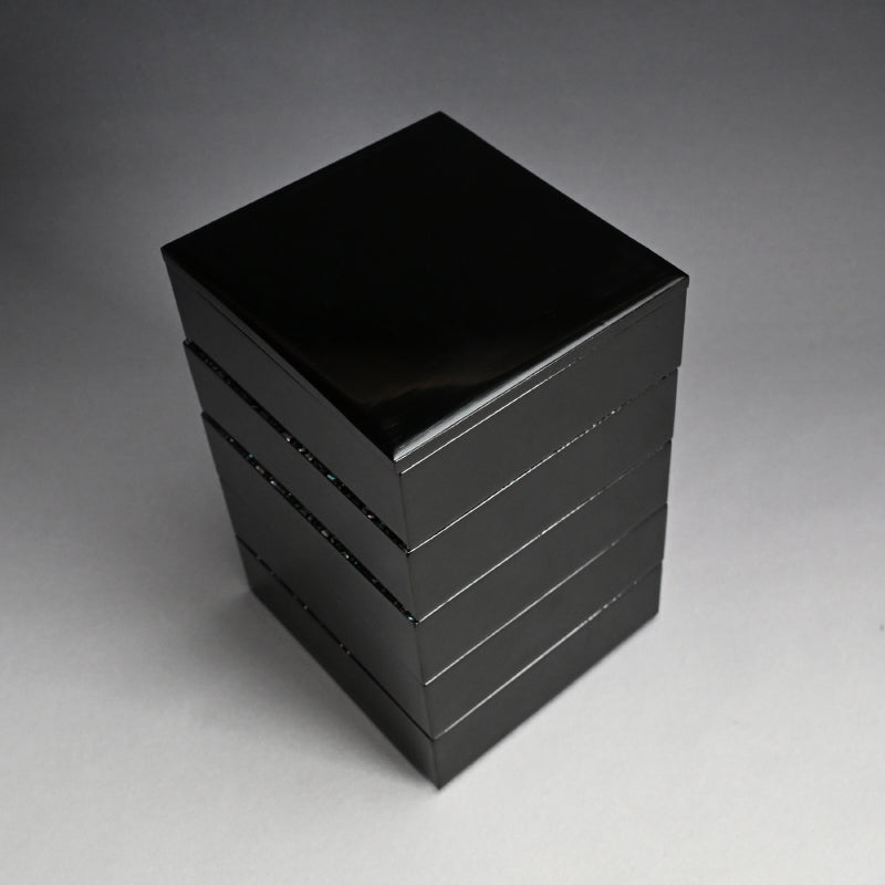 Antique Japanese 5 piece Stacking Lacquer Box Set, Jubako