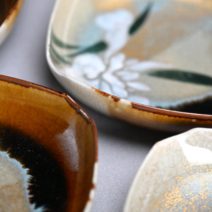10 pc. Set of Floral Plates by Wazen ー十二代 永楽 善五郎 “向付 十個“