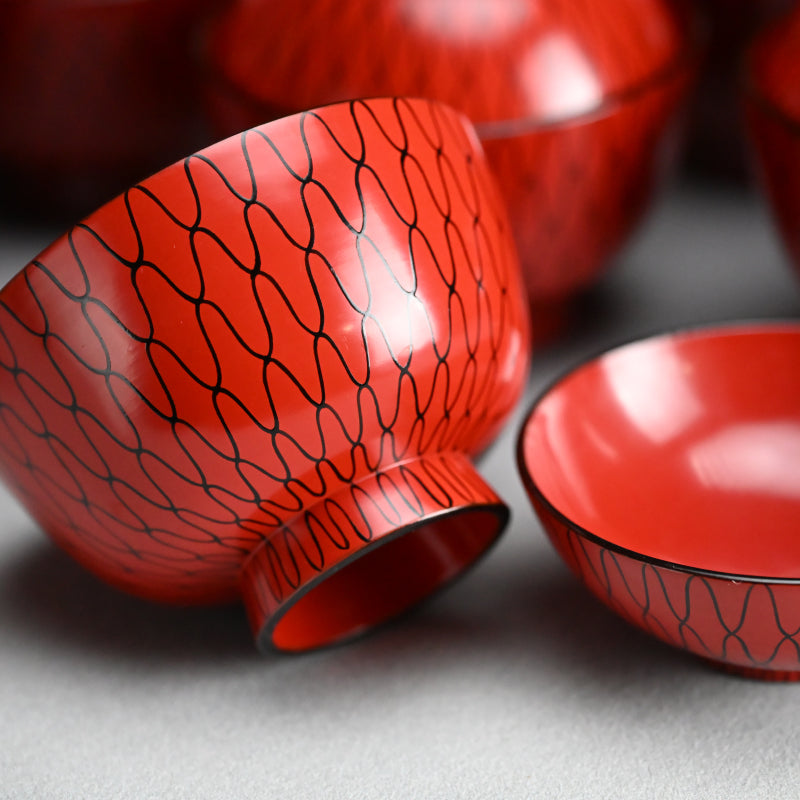 10 Edo period Ami-Me Lacquered Bowls