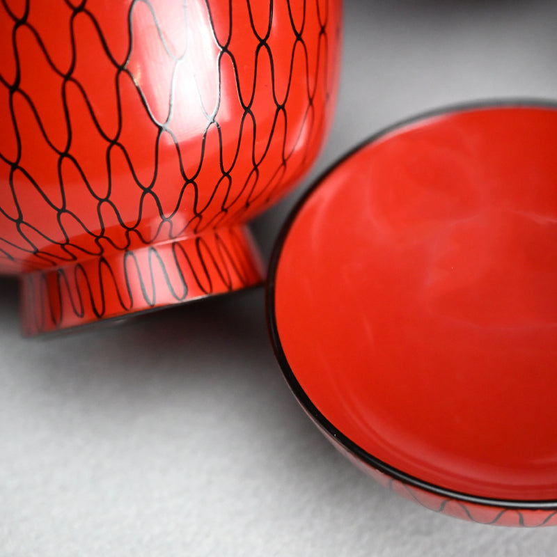 10 Edo period Ami-Me Lacquered Bowls