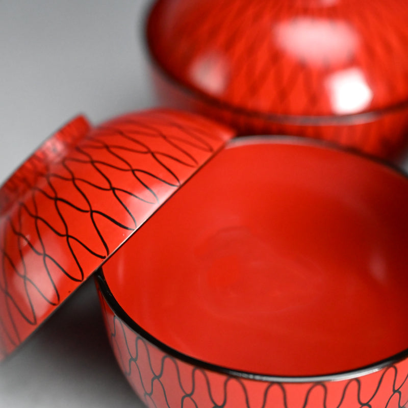 10 Edo period Ami-Me Lacquered Bowls