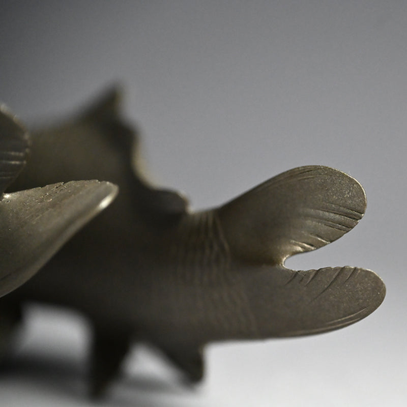 Signed & Silvered Pair Swimming Koi Okimono