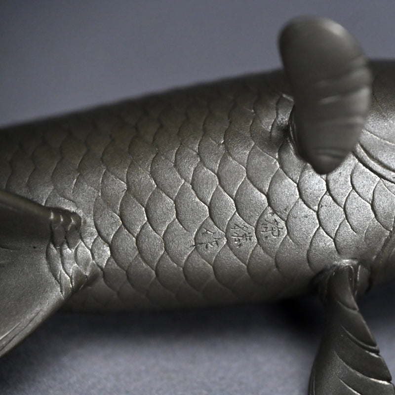 Signed & Silvered Pair Swimming Koi Okimono