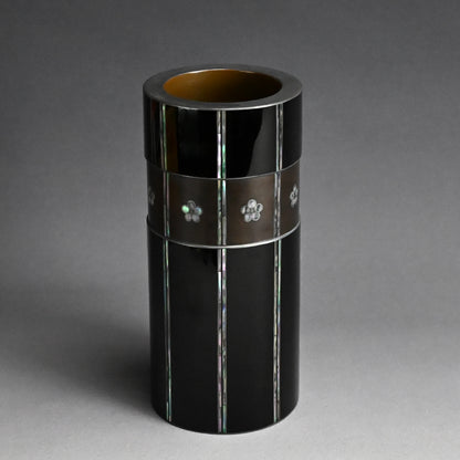 アンティーク漆器花瓶 梅の花