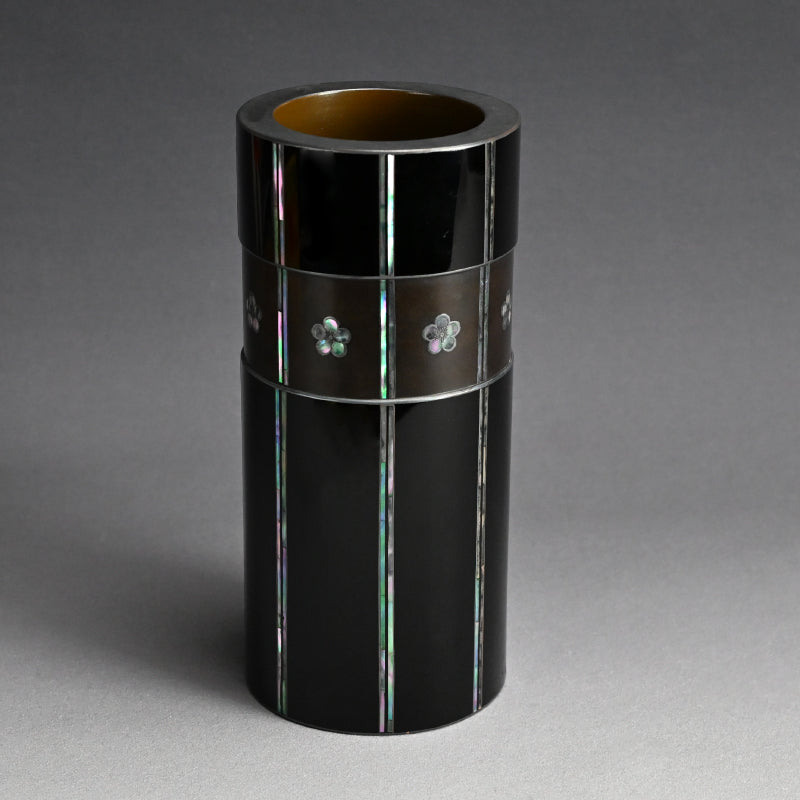 アンティーク漆器花瓶 梅の花