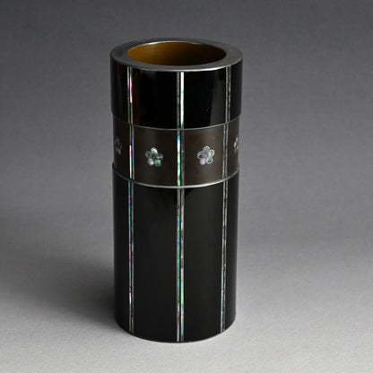 アンティーク漆器花瓶 梅の花