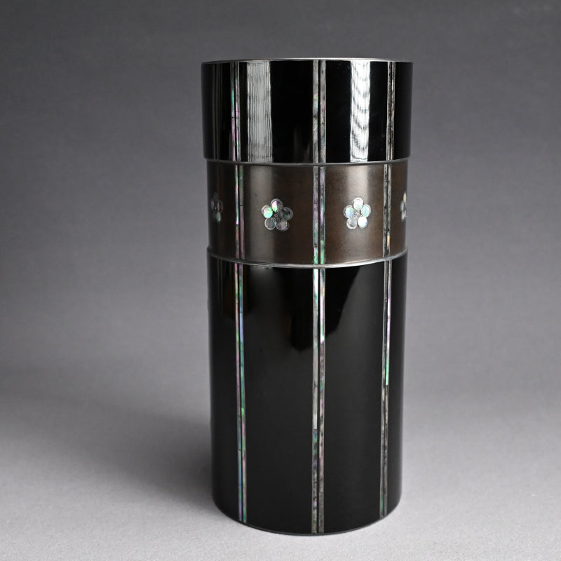 アンティーク漆器花瓶 梅の花