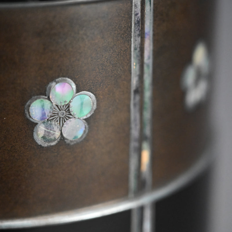 アンティーク漆器花瓶 梅の花