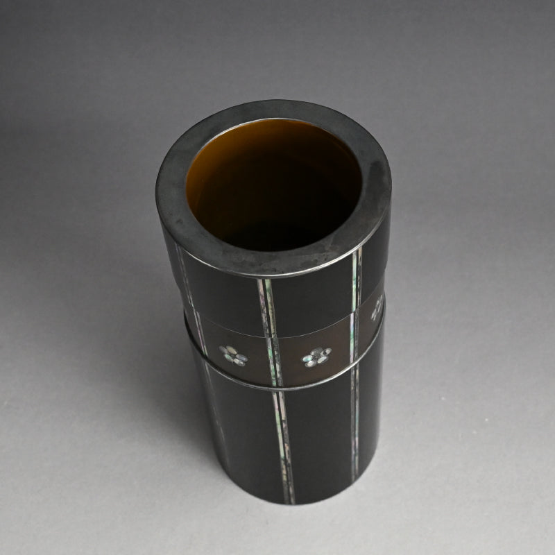 アンティーク漆器花瓶 梅の花