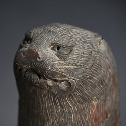 Rare! Edo period Ceramic Ornament, Kawauso, Japanese Otter