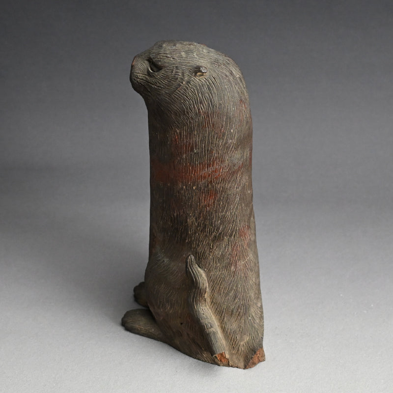 Rare! Edo period Ceramic Ornament, Kawauso, Japanese Otter