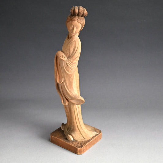 Taisho period Wooden Sculpture, Bijin ー津田 鳳雲