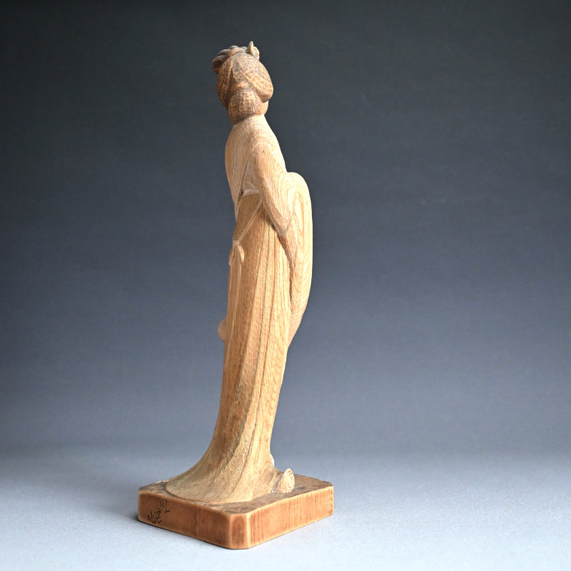 Taisho period Wooden Sculpture, Bijin ー津田 鳳雲
