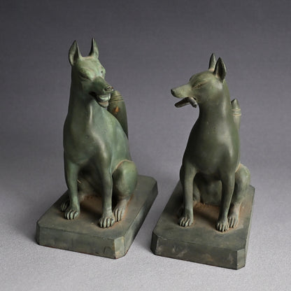A pair of Bronze Kitsune, Sacred Inari Shinto Shrine Foxes