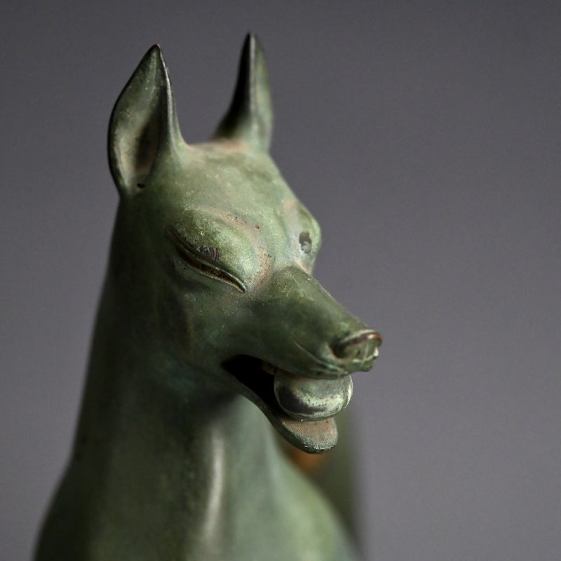 A pair of Bronze Kitsune, Sacred Inari Shinto Shrine Foxes
