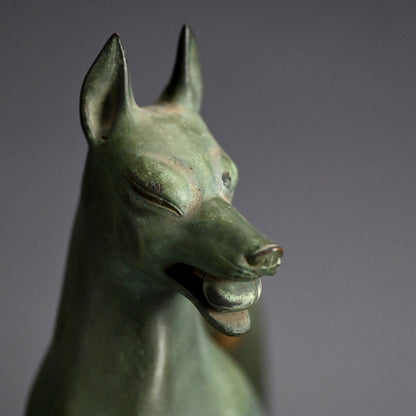 A pair of Bronze Kitsune, Sacred Inari Shinto Shrine Foxes