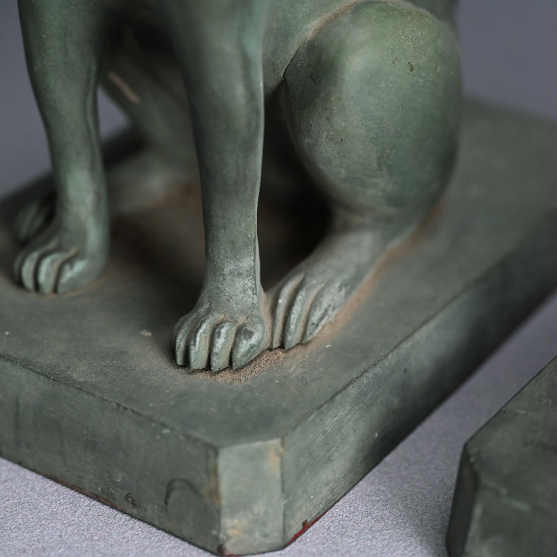 A pair of Bronze Kitsune, Sacred Inari Shinto Shrine Foxes