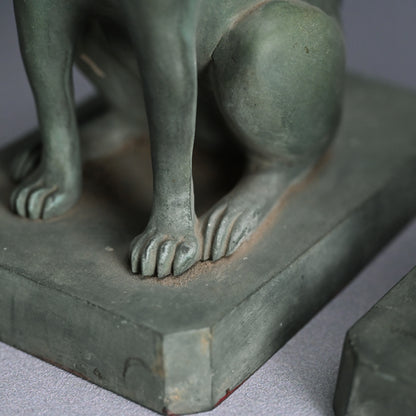A pair of Bronze Kitsune, Sacred Inari Shinto Shrine Foxes