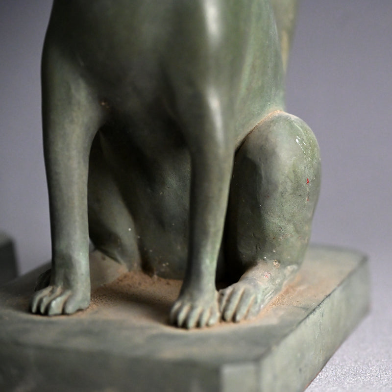 A pair of Bronze Kitsune, Sacred Inari Shinto Shrine Foxes