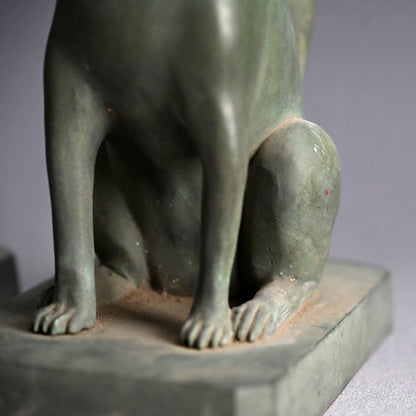 A pair of Bronze Kitsune, Sacred Inari Shinto Shrine Foxes