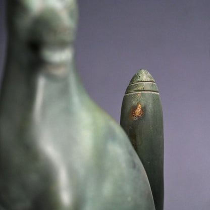 A pair of Bronze Kitsune, Sacred Inari Shinto Shrine Foxes