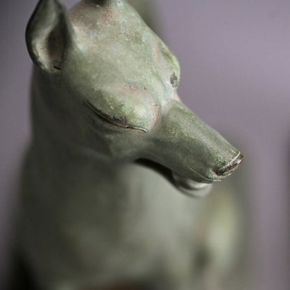 A pair of Bronze Kitsune, Sacred Inari Shinto Shrine Foxes